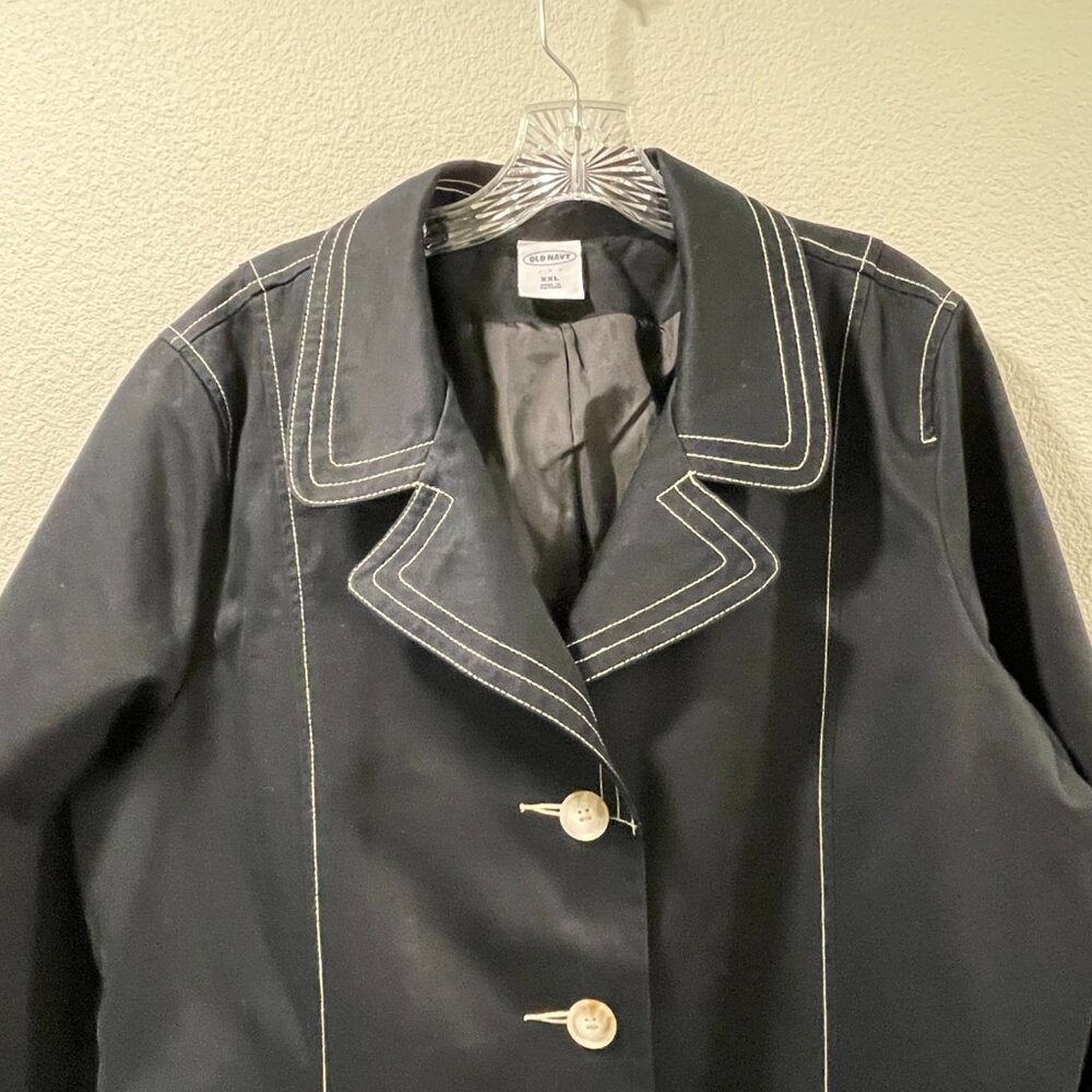 OLD NAVY Vintage (SP06) Trench/Pea Coat Long Sleeve Belted, Black - XXL - Picture 5 of 11